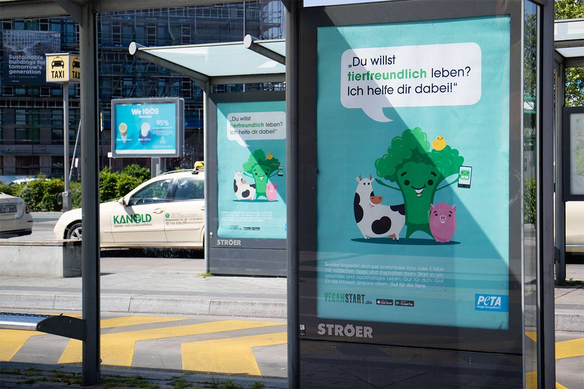 Veganstart Plakatwerbung Bushaltestelle Berlin