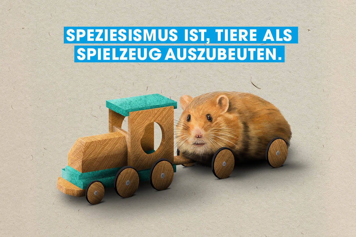 Grafik. Hamster mit Lokomitive