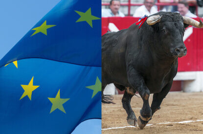 Collage EU-Flagge und Stier